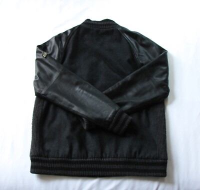 Men's Vintage Late 90s Y2K Boxfresh Black Leather / Wool Varsity