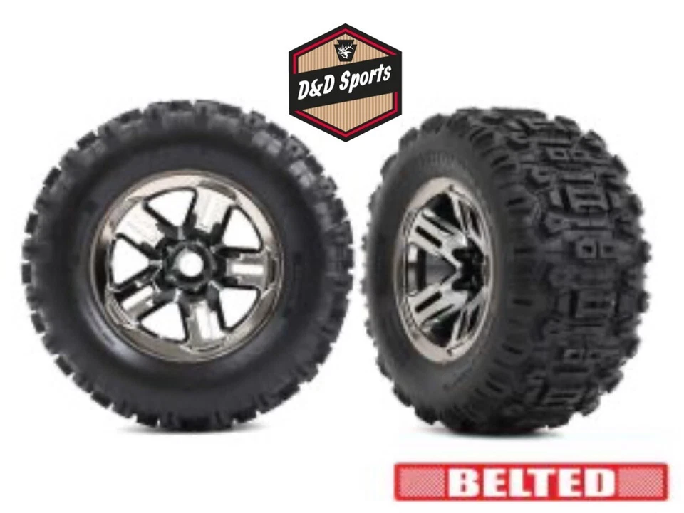 Traxxas 9573A - Tires & Wheels Belted Sledgehammer (Black Chrome Wheels) Sledge - Image 1 of 1