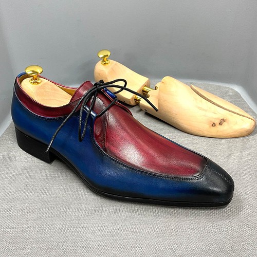 Purple Color Blocking Hollow Out Business Men Dress Shoes main image 1