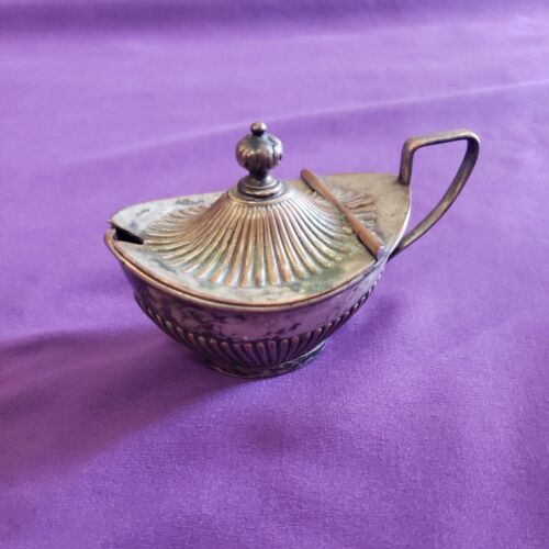 Sheffield Silver On Copper Mustard Pot