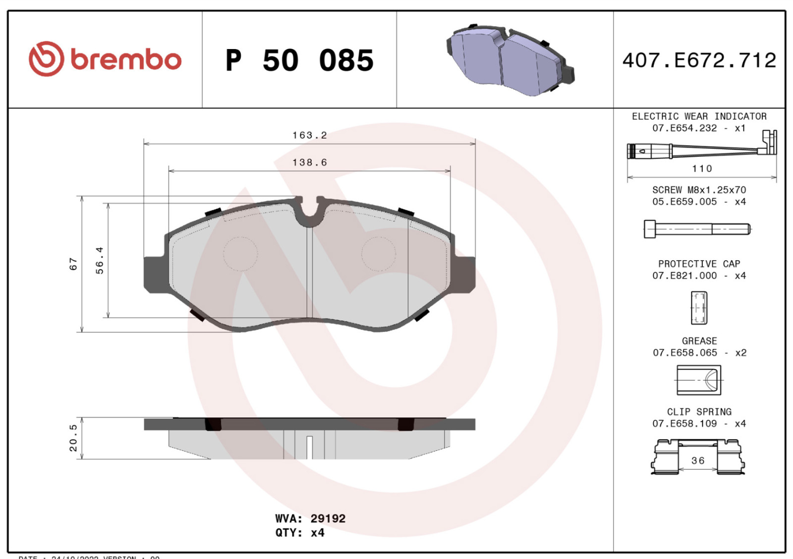 Plaquettes de freins BREMBO P 50 085 d'origine pour berlines allemandes