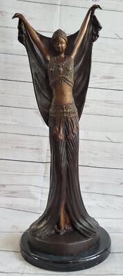 Art Deco Sculpture, Egyptian Dancer after D H Chiparus, Bronze, Marble Base Gift
