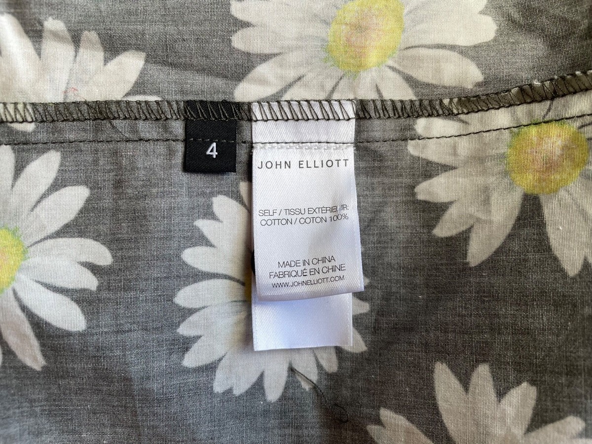 NEW AUTHENTIC JOHN ELLIOTT DAISY PRINT BOWLING CAMP SHIRT SIZE 4 