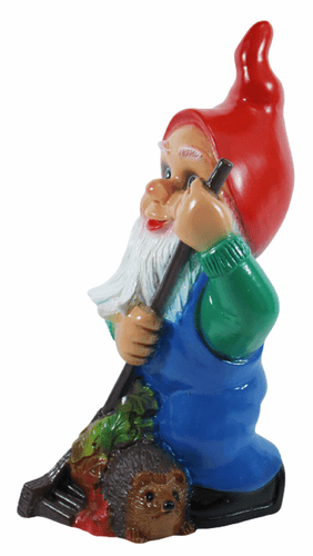 Enano de Jardín Decoración Figura Enano Con Rastrillo de Plástico H 34 CM - Imagen 4 de 6