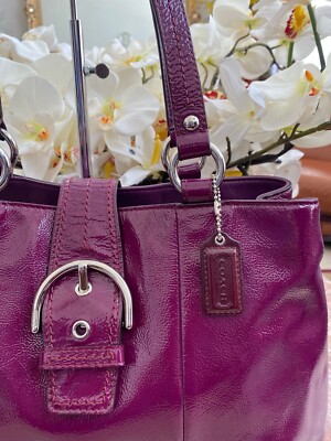 Coach Soho Plum Patent Leather Large Carryall Tote Purse