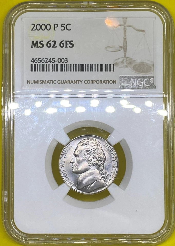 2000 P Jefferson Nickel NGC MS62 6FS - Image 2 of 4