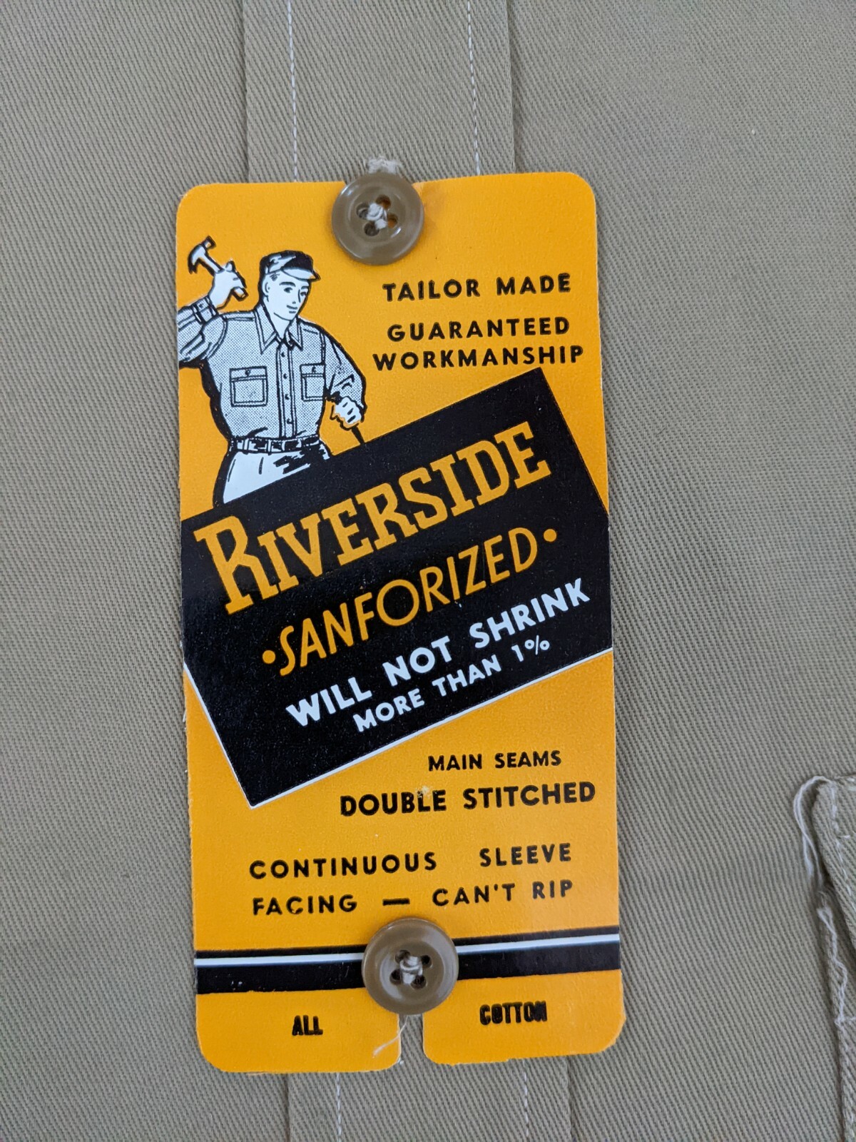 NOS Vintage 60's Riverside Sanforized Workwear Shirt … Gem