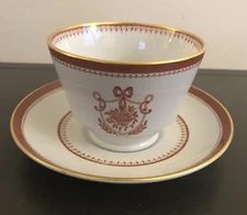 Spode Copeland Newburyport Red Coffee Cup And Saucer England Vintage 3360