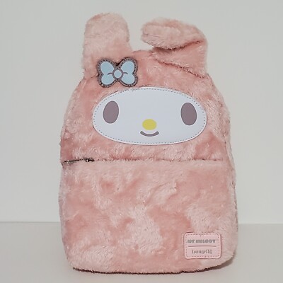 Loungefly My Melody Fuzzy Pink Hello Kitty Sanrio Mini Backpack Bag New loungefly-x-sanrio-my-melody-  main image 3