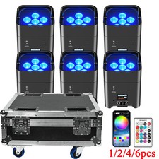6x18W Wireless Par Light Rechargeable Battery Powered RGBWA UV Uplight w/Case
