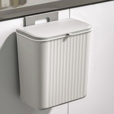 9L Wall Mount Waste Bin Kitchen Cabinet Door Cupboard Hanging Trash Can With Lid