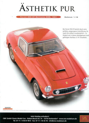 CMC WERBESEITE FERRARI 250 GT BERLINETTA SWB in 1-18.Zeitungsanzeige  #0511f