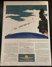 1944 Life Mag Shell Gas Fly High and Spy Navy Pilot Observe Plane Ephemera Ad