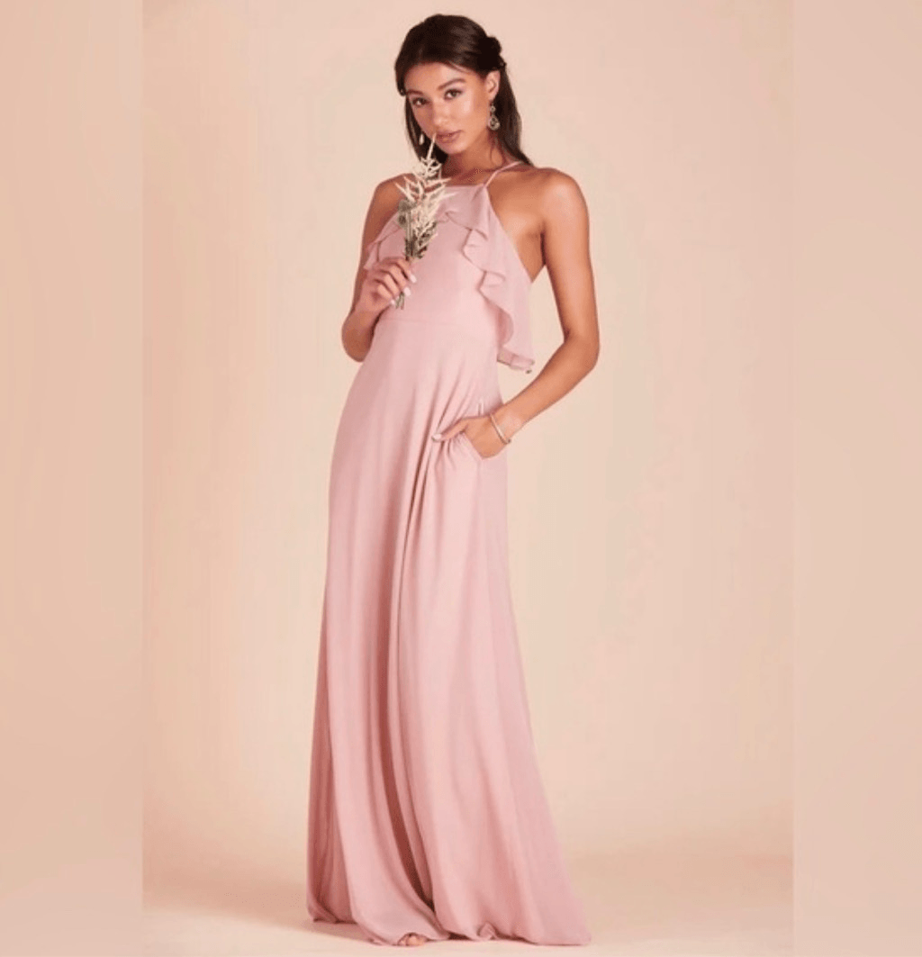 Birdy Grey Jules Chiffon Ruffle Dress Rose Quartz | eBay