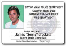 MIAMI VICE JAMES SONNY CROCKETT NAME BADGE PROP HALLOWEEN COSPLAY MAGNET BACK