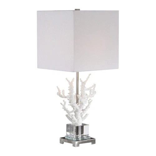 Uttermost Corallo Crystal Resin Iron and Fabric Table Lamp in White Coral - Picture 1 of 8