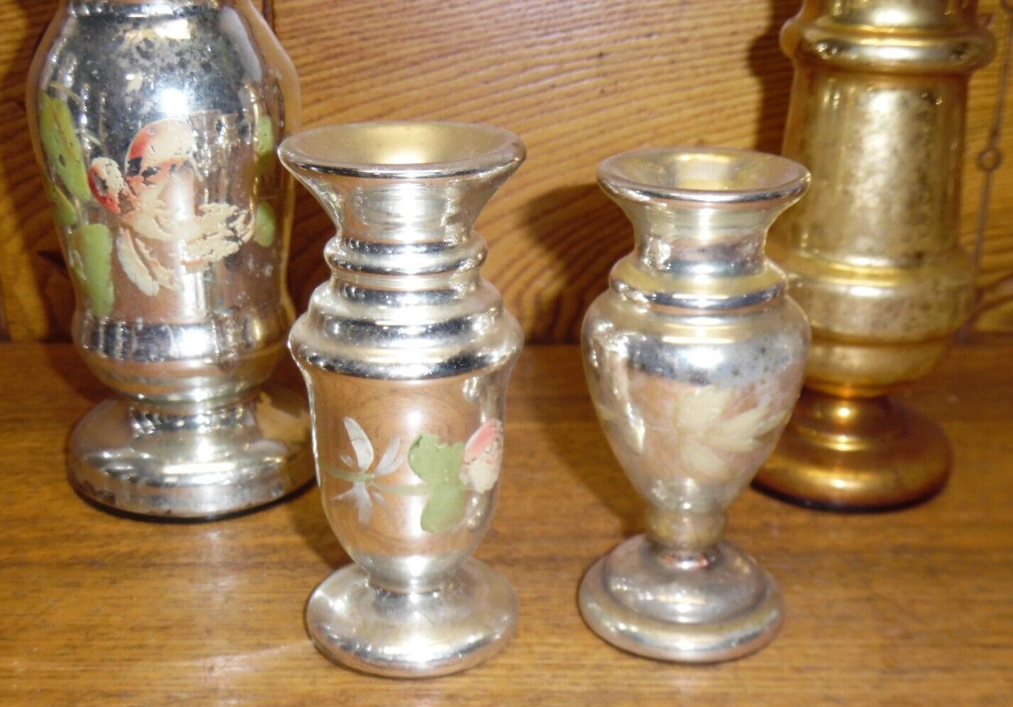 Four Antique Mercury Glass Vases eBay