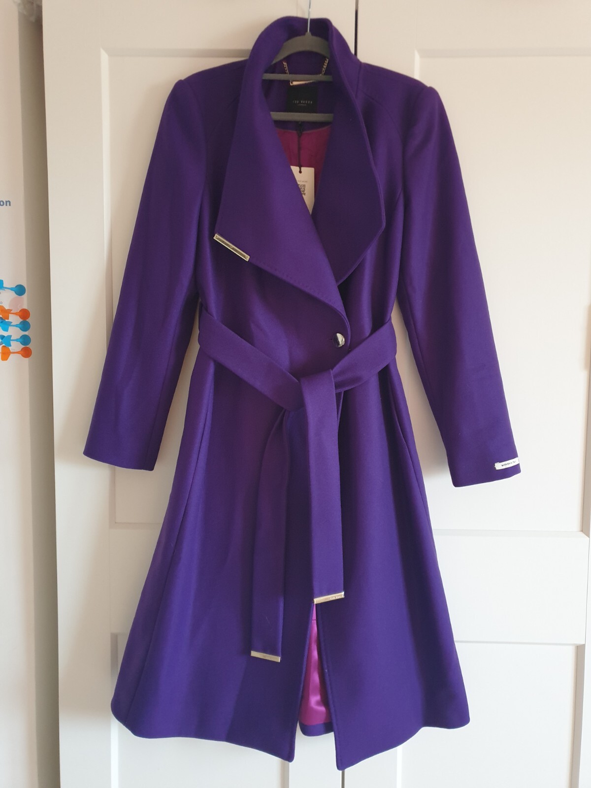 BNWT Ted Baker ROSE Purple Pink Wool Cashmere Belted Wrap Coat UK 10 TB 2 £325 image 5