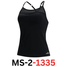 Womens Dolfin(R) Aquashape Solid Triple Crossback Tankini Swim Top BLACK XL