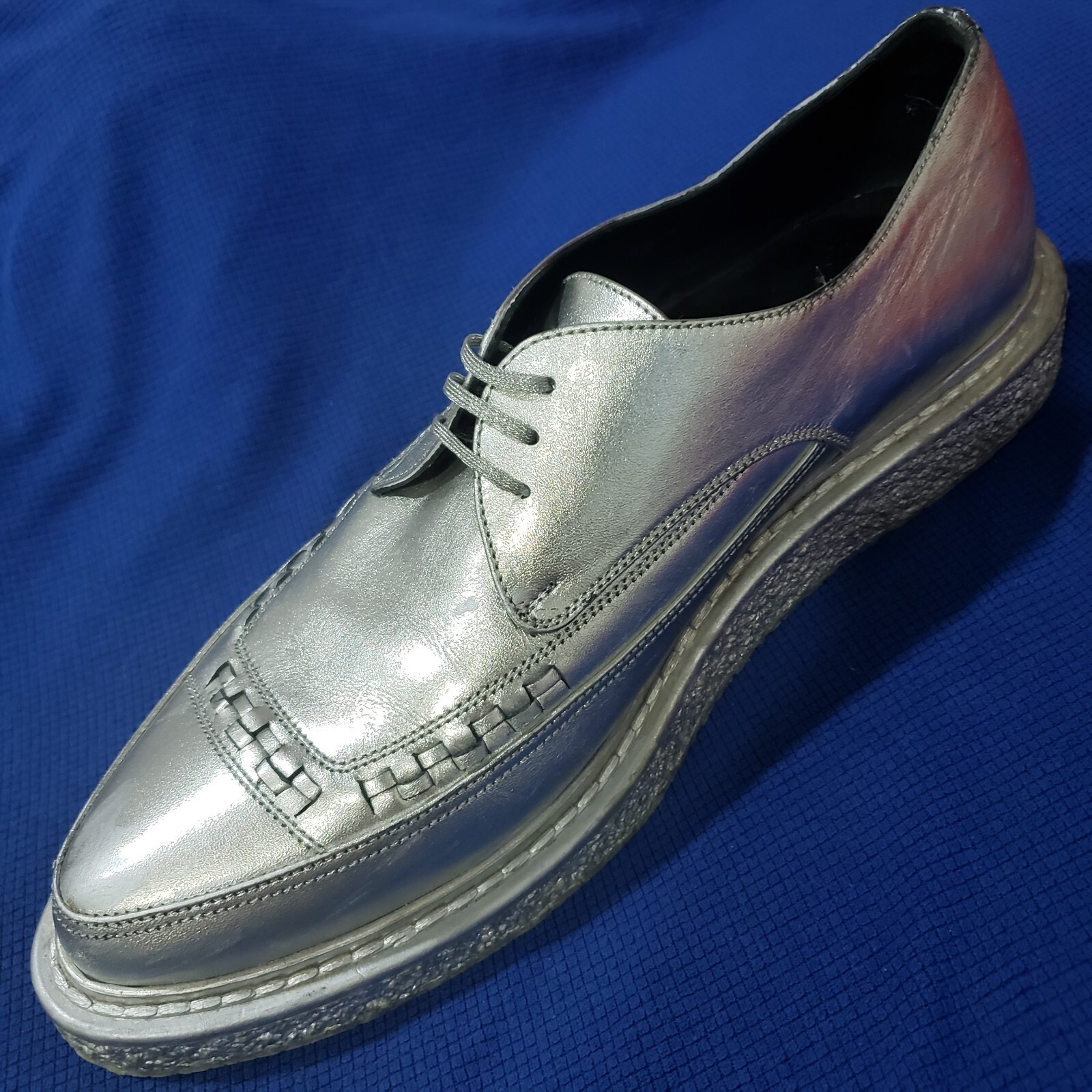 Scarpe da uomo Saint Laurent taglia 43 5 argento metallizzato Creeper US 10 5