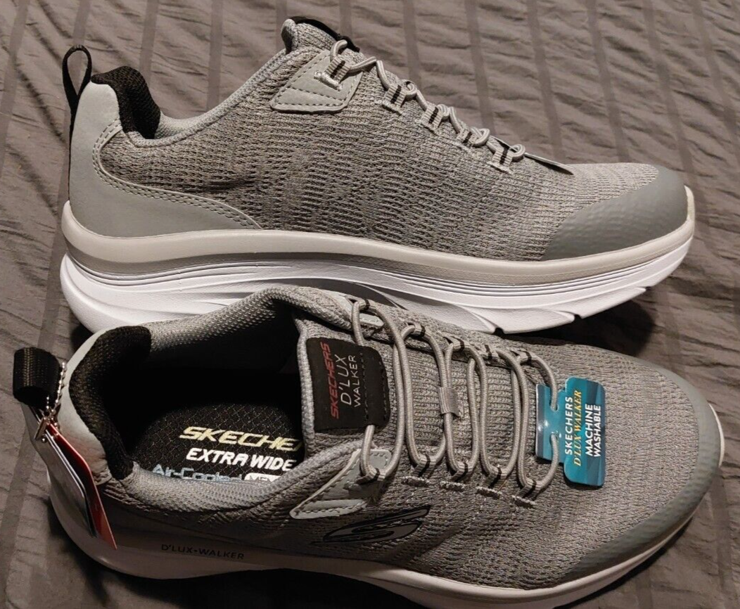 ✴︎mim✴︎ New Men's Skechers D'Lux Walker Pensive size 9 Extra Wide Gray