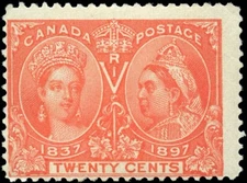 Canada 20c Scott #59ii NH LINE BETWEEN W-E VARIETY Mint OG Fine Jubilee Stamp