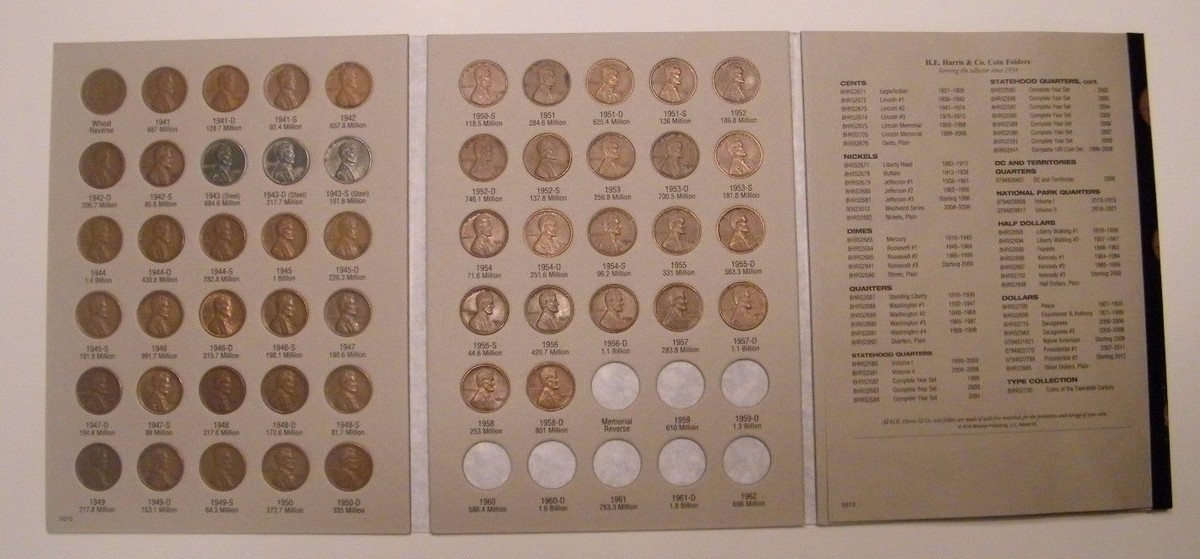 Complete Lincoln Wheat Penny Cent Collection Harris Album 1941