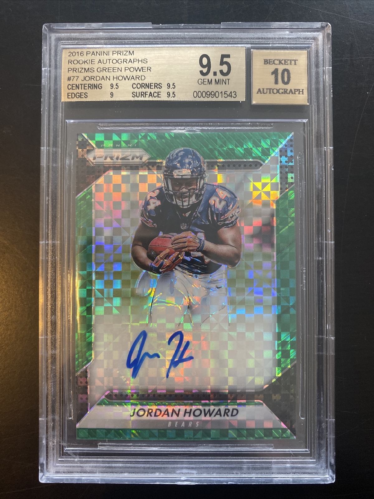 Jordan Howard Panini Prizm Rookie Autograph Prizm #RAJHW Green Power