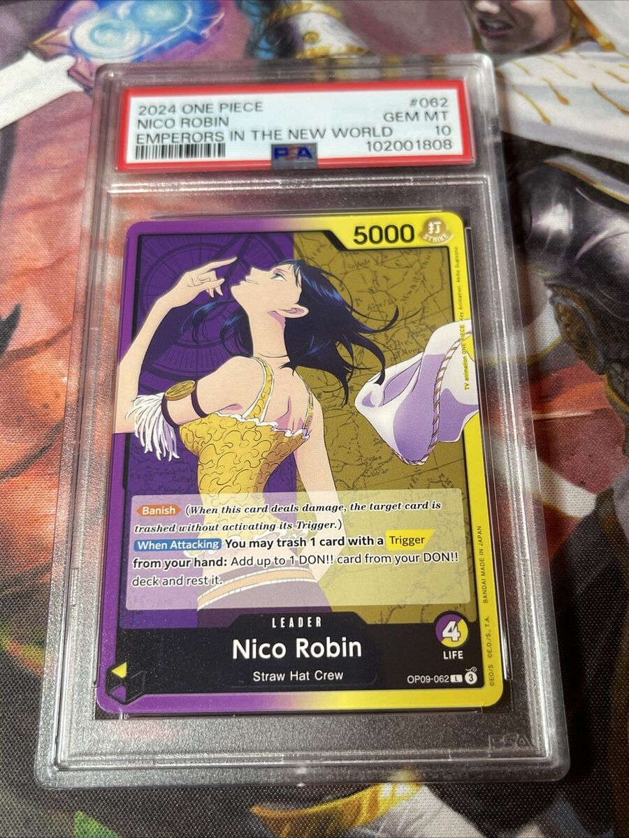 PSA 10 Nico Robin OP09-062 Leader Regular Art One Piece Card PSA 10 Nico Robin OP09-062 Leader Regular Art One Piece Card
