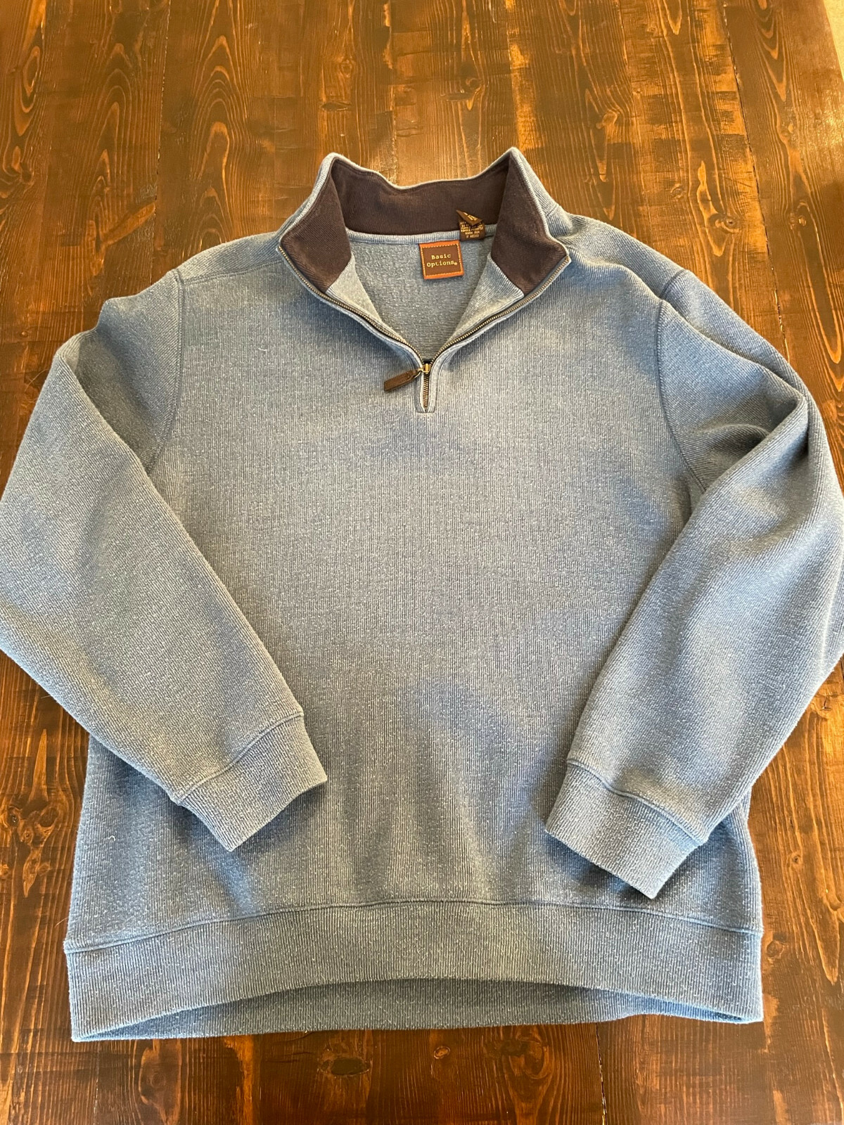 Basic Options Quarter Zip Pullover Sweater Blue L… - image 1