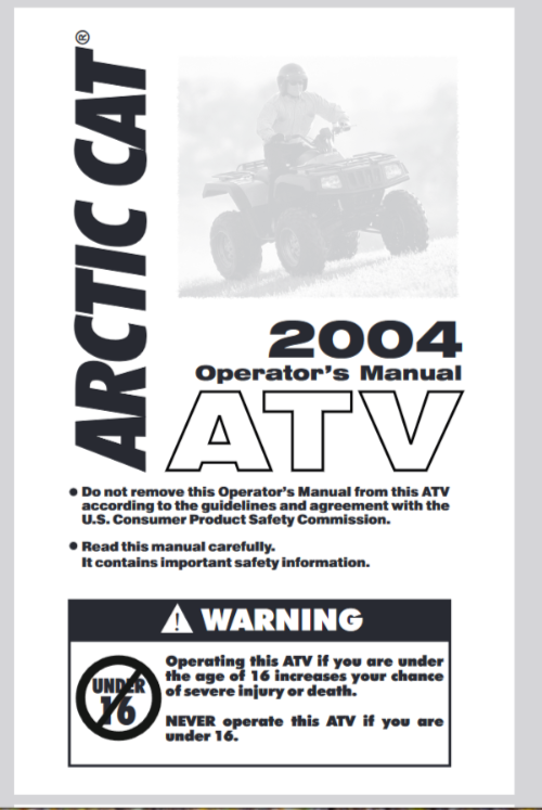 2004 Arctic Cat ATV 250 Service Manual Repair Operators Wiring