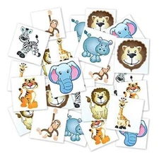  Zoo Animal Temporary Tattoos for Kids - Bulk Pack of 144 Tattoos in Assorted 