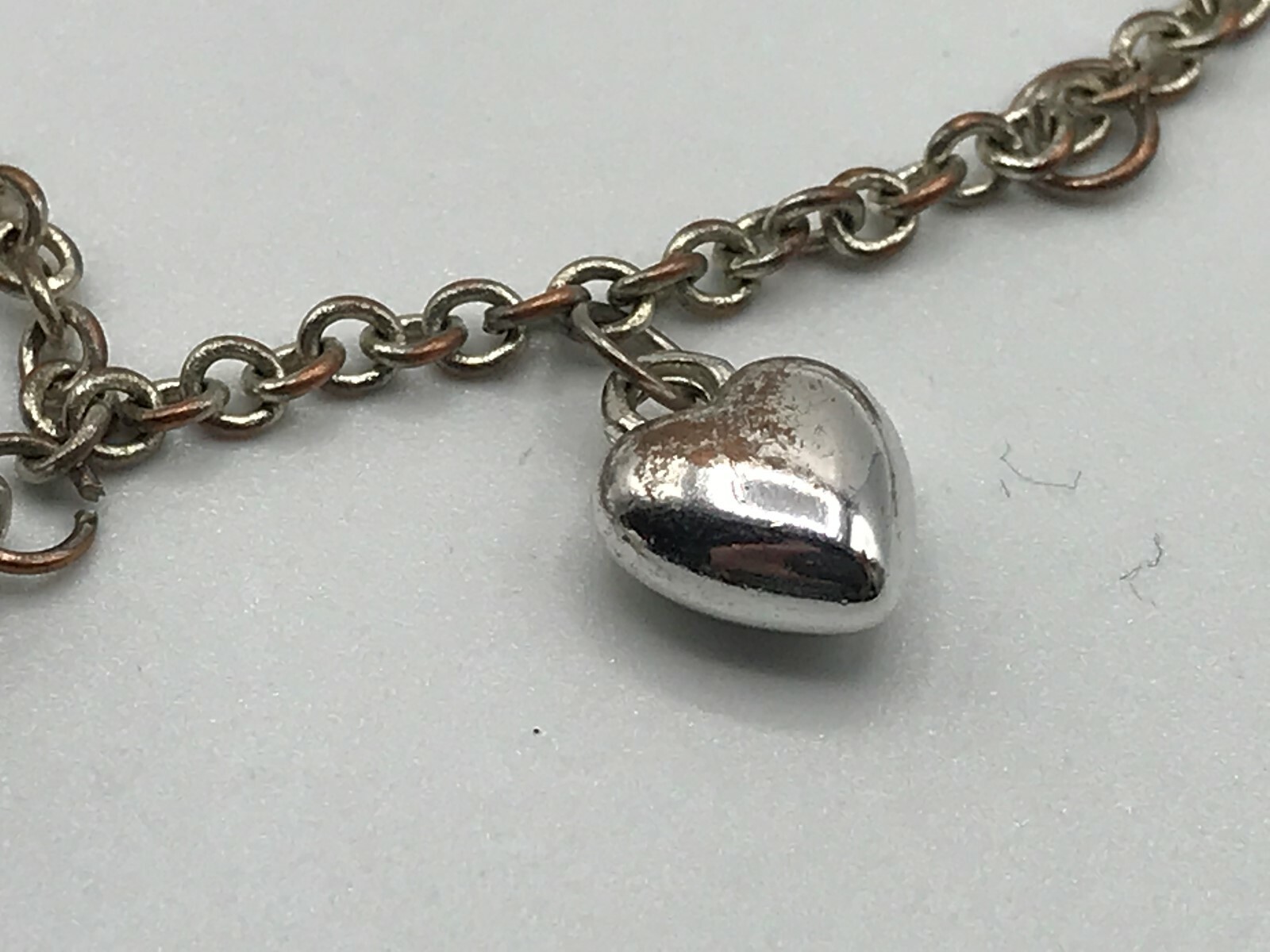 Claire's Charm Bracelet Eiffel Tower Heart Blue Flower 7" Long J1