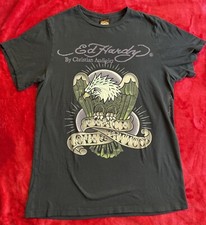 Ed Hardy by Christian Audigier Peace Love  Tattoos Eagle Black T Shirt Large L