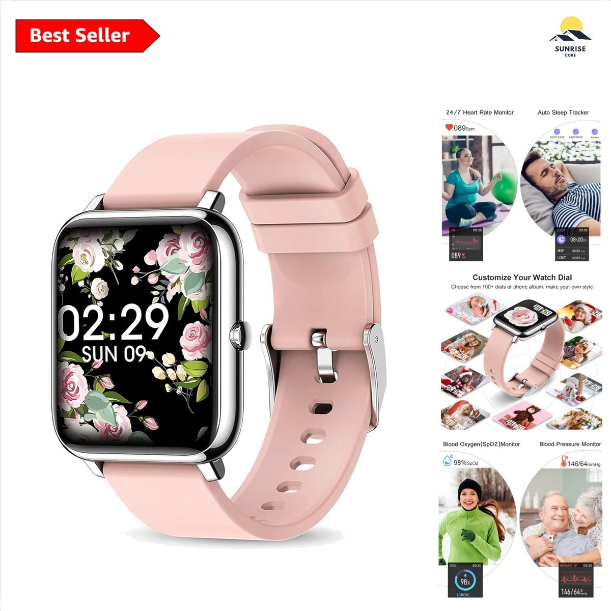 Blood Pressure Smartwatch For Oxygen Level Smart Watch Fitness