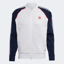 Adidas SST Track Top White/Blue/Red-ALL SIZES-Full Zip Jacket-Genuine-RRP £70