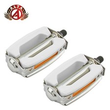 2x ALTA 1/2" Krate Block Pedals Schwinn Stingray Muscle Bicycle White/Chrome.