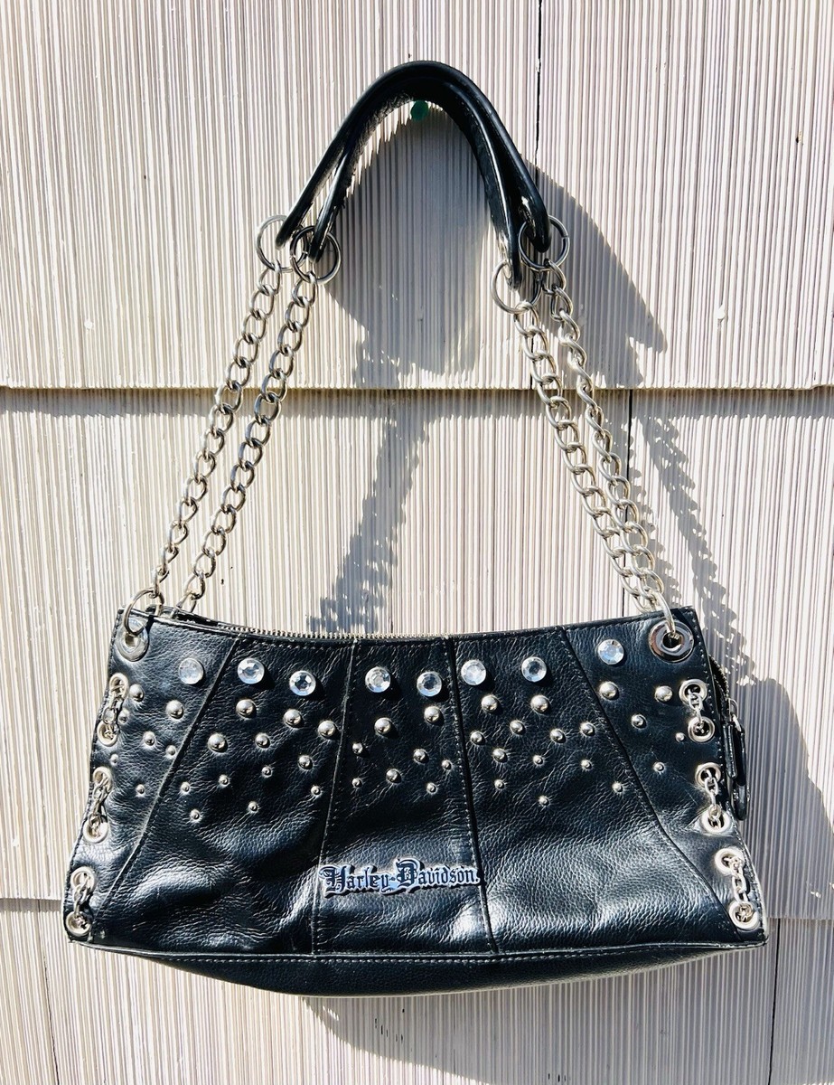 Vintage Harley Davidson Women's Leather Purse/Bag/Charms/Studded