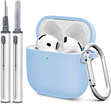 For Airpods 4Th Case Cover, Soft Silicone Case with Cleaner Kit, Keychain, Full