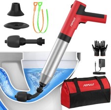 POPULO Electric Toilet Plunger Swift High Pressure Drain Unclogger Black