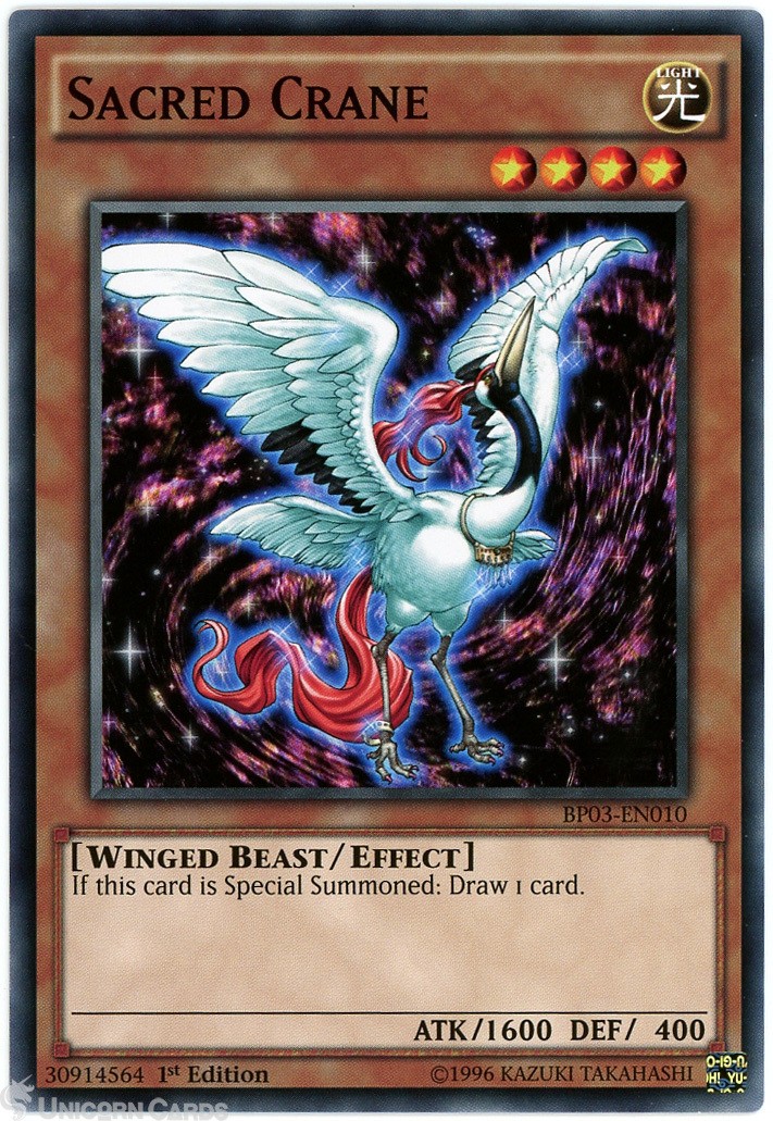 BP03-EN010 Sacred Crane : Shatterfoil Rare 1st Edition Mint YuGiOh Card