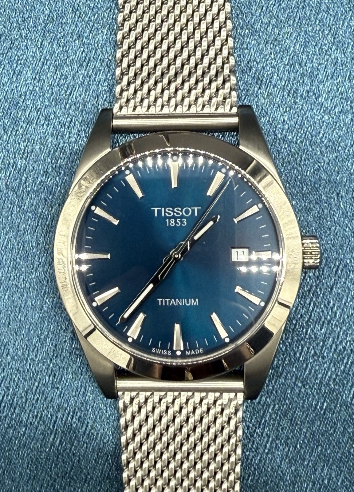 Tissot Gentleman Blue Men's Watch with Stainless Steel Mesh Band T1274101104100