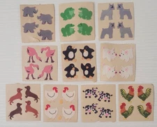 VTG Sandylion Fuzzy Sticker Mods Rhinos Frogs Penguins Brown Backing RARE 1980s