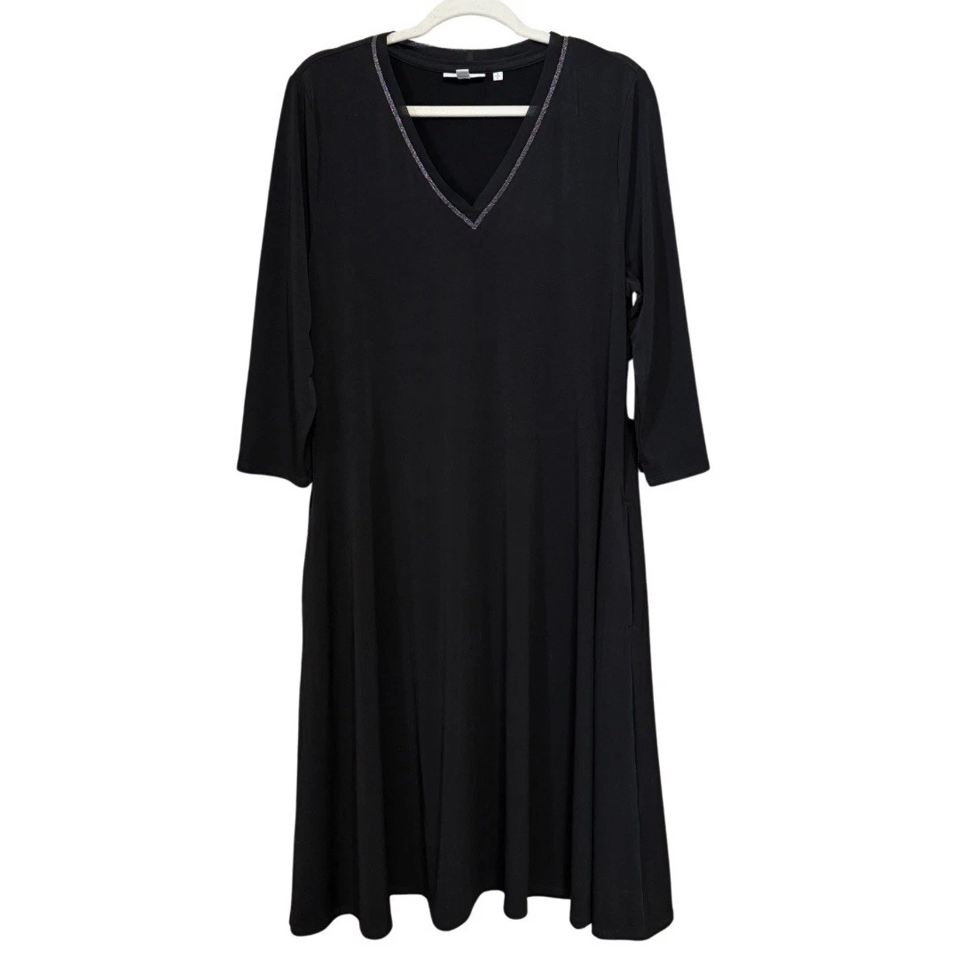 chico's black dress Dress Party Short By Chicos In Black & White, Size:M main image 1