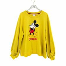 Disneyland Walt Disney 1X Yellow Mickey Pullover Crewneck Cotton Plus Sweatshirt