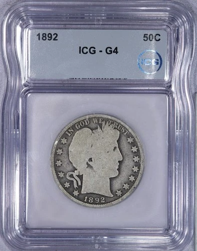 1892 Barber Half Dollar 50C ICG G4