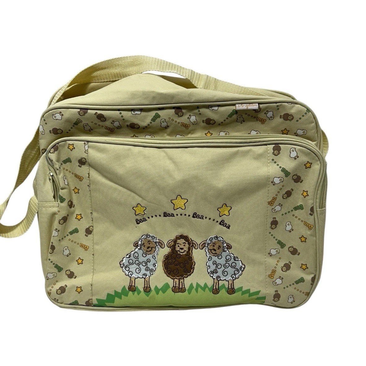 Bolsa de Pañales Angelito Vintage Amarillo Género Neutro Corderos Oveja Baa Baa