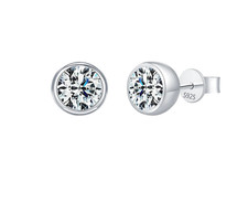 2.0ct Round Cut Lab‑Created Diamond Test Pass Classic Round Stud Earrings
