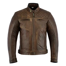 Sheepskin Leather Motorcycle Touring Jacket Brown with Protective Armour