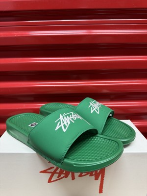 Men's Size 11 - Nike Benassi x Stussy Pine Green Sail Slides